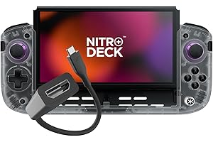 CRKD Nitro Deck+ with HDMI Adapter - Handheld Pro Controller for Nintendo Switch & OLED Model - TV Dockable - Programmable Sidekicks & Back Buttons - TruCollection System (Clear White)