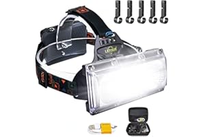 LETOUR Lampada Frontale LED, Lampada de Testa COB 1800 Lumen Fari a LED Super Luminosi e Ricaricabili Lampada da Lavoro Impermeabile