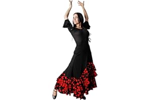Gojoy shop- Falda Profesional de Lunares para Baile Danza Flamenco o Sevillanas para Mujer con 3 Volantes