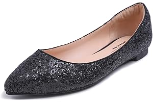 Feversole Women's Sparkle Memory Foam Cushioned Colorful Shiny Pointed Ballet Flats Pumps Pumps