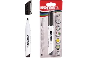 Kores – Svarta whiteboard-markörpennor – K-Marker XW1, med rund spets och bläck med låg lukt – markörpennor för torr torkning