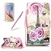 Produktbild Für Samsung Galaxy S7 Edge Hülle Leder, Girlyard Flower Tower Muster Entwurf Schutzhülle Tasche PU + TPU Silikon Innere Cover Flip Case Bookstyle mit Lanyard Strap Standfunktion Kartenfächer Magnet Handyhülle für Galaxy S7 Edge