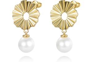 ANTEN PINK Orecchini con perline in oro da donna | Orecchini Pendenti Placcati in oro Gioielli Regali per Donne Ragazze Fidanzate Sorelle Figlie, per il Compleanno di Natale