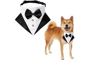 WNING Formale Cani Bandana Matrimonio Cane Bandana Collare di Cane Con Papillon e Cravatte Collare Nero Formale Cane Smoking Farfallino Sciarpa Regolabile (Nero, L)