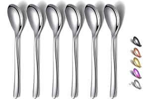 HOMQUEN Cucharas de Café, Mini Cucharas de Café de 5,5 Pulgadas, Cucharas Pequeñas de Acero Inoxidable, Cucharaditas Para Postres, Juego de 6, Aptas Para Lavavajillas (Plata)