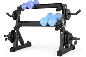 IMAYCC Justerbar hantelhylla 98 x 41 x 91 cm, hantelställ med 2 lagernivåer, platsbesparande fitnessarrangör, robust och stab