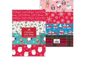 TALLON Festive Wonderland 8 Large Sheets of Christmas Wrapping Paper - Assorted Designs - 70x50cm