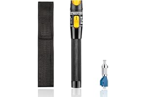 GUAKIILI Testeur de Fibre Optique 50MW FTTH, Localisateur visuel de défauts de Type Stylo avec Adaptateur FC-LC, Lumière Rouge, Testeur de Câble 50Km (Jaune)