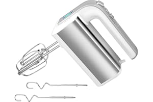 SOKANY CX-6651W Batidora de Varillas Amasadora Repostería 5 Velocidades 800w, con botón de salida, 2 Varillas y 2 Ganchos de Amasar de Acero Inoxidable (CX-6651W)