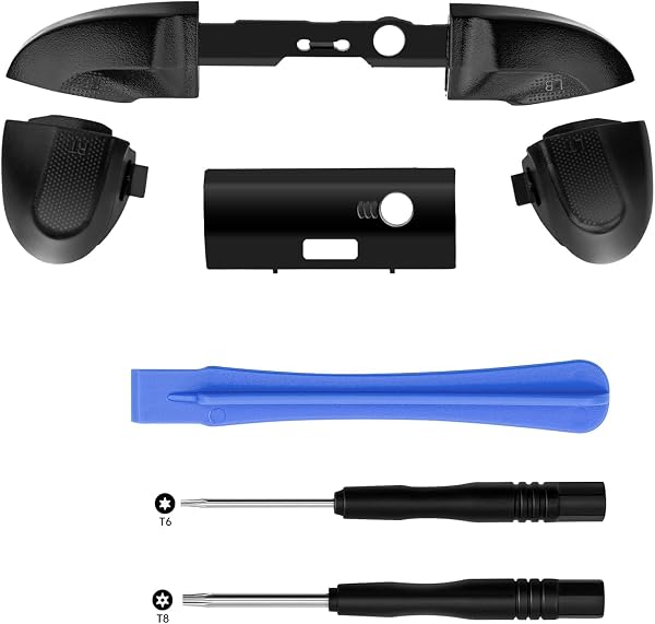 Mcbazel Botones de Repuesto LB RB LT RT, Botones de Parachoques con Kit de Destornillador T6 T8 Compatible con Controlador Xbox Series X/S - 1