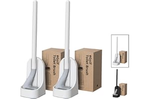 SV LIFE Brosse de Toilette en Silicone désign Club de Golf | tête Poils TPR Flexibles, Séchage Rapide, Nettoyage WC 360º | Comprend Porte-Brosse WC Anti-Goutte, Montage Mural ou Sol (2 pcs, Blanc)