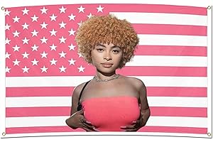 Myqiqi Ice Spice Flag Tapestry, Ice Spice Poster American flags 3x5 FT, Tapestry funny Party Decoration Tapestry For Bedroom Livingroom Dormitory Wall Hanging Decor (Pink 1)
