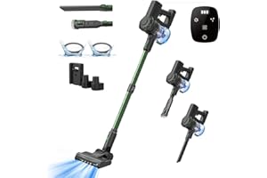 VEXILAR Cordless Vacuum Cleaner with Upgraded Floor Brush, 35000Pa Powerful Stick Vacuum with Touch Display, Self-Standing Design, Detachable Battery Handle, Lightweight Vacuum for Hard Floor Carpet Pet hair