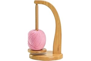 Buaak Yarn Holder, Wool Unwinder, Wooden Yarn Spinner Stand for Crocheting and Knitting, Wooden Yarn Stand, Knitting Accessories, for Grandma, Mother's Gift (Log Color)