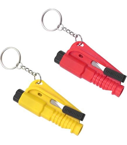 Hoobao 4 Pièces Brise Vitre D'urgence Pour Voiture,Marteau De Sécurité Automobile 2 En 1 Marteaux De D'urgence Secours,Brise-vitre De Voiture Et Coupe-Ceinture,Outil De Survie De Premiers Soins