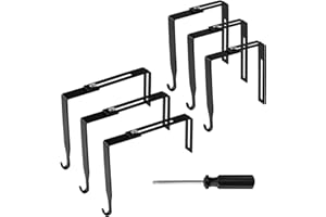 KINBOM 6pcs Cubicle Wall Hooks, Metal Adjustable Cubicle Hooks Hangers with a Cross Screwdriver Universal Partition Hanger Set for Panels of 1.4-3.5in Thickness (Black)