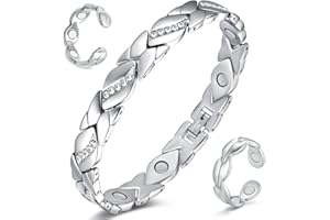 ‎CIGMAG Cigmag Lymphdrainage Magnetarmband Damen Frauen Ultrastarke Magnete Titanstahl Magnetisches verstellbar mit Entnahmewerkzeug und Geschenkbox (Silber)