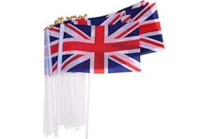 SOIMISS 50 Pcs British Drapeaux Hand Waving UK Flag British Union Jack Petit Drapeau Britannique
