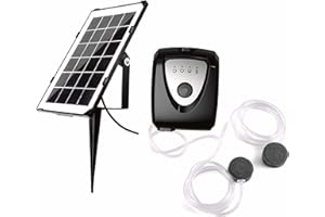 Aoresac 3.5W Solar Teichbelüfter mit 4000mAh Akku und Deutsches Handbuch, USB, Zwei 1 M Schläuche, Geeignet für Gartenteiche, Aquarien (Schwarz)