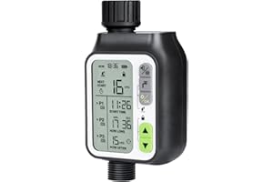 SOGUYI Temporizador Riego Automatico con 3 Programas de Riego, Sensor de Lluvia Programador Riego, Programador de Riego a Pilas, para Piscina de Césped Jardín