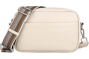 GOLDNICE Crossbody Bag for Women, PU Leather Camera Handbag Ladies Messager Cross-Body, Small Shoulder bag with Adjustable and Removable Wide Strap, Black, Beige, Cream White, Khaki, Grey