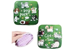 HAZMA 2 Pezzi Porta Assorbenti Da Borsa, 12 * 12Cm Carino Porta Assorbenti, Contenitori Per Assorbenti Igienici, Ricamo Borsa Porta Assorbenti Impermeabile Con Cerniera(B)