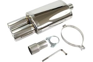 STAINLESS STEEL TWIN TIP SPORTS PERFORMANCE EXHAUST MUFFLER BACK BOX 012