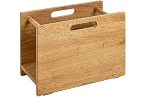 HAKU MÖBEL HAKU Mobel Magazine Rack Oak, Solid Wood - Size: W 40 cm X H 30 cm X D 21 cm, Style: Traditional