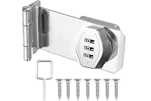Litensh 90 Degree Right Angle Cabinet Password Hasp Locks Latch Rotary Combination Latch Lock Security Anti-Theft Keyless Door Lock for Barn Door Outdoor Garden Drawer Cupboard Silver, 4 Inch