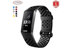 FunBand Bracelet Fitbit Charge 4 Charge 3, Bande en Silicone Souple Sangle de Remplacement Reglables Sport Accessorie pour Montre Connectée Fitbit Charge 3 Charge 4