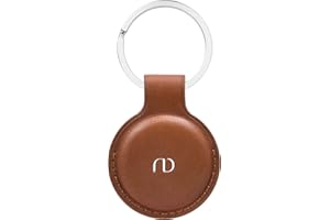 Nereides PU Leather Case for Airtag Keyring, Anti-Scratch Airtag Holder,Full-Body Protective Cover for Apple Airtag,for Keys/Cat/Dog (Brown)