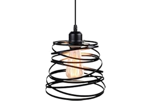 iDEGU Lampadario a sospensione moderno creativo lampada a sospensione design a spirale vintage metallo lampada E27 per camera, soggiorno, cucina, 20cm, Nero