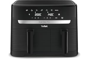 ‎TEFAL Tefal EY901N Dual Easy Fry, Frytkownica Beztłuszczowa, Czarna Matowa, 8,3 L, Dwie Szuflady