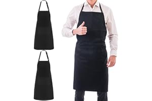 Zanfqvo Große Kochschürze Wasserdicht Schürze, Schwarze Schürze, Verstellbare Grillschürze mit 2 Taschen, Küchenschürze für für Köche BBQ Malerei Backen Kochen