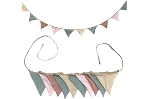 SUBTAVIK 10Pcs Bunting, Fabric Bunting for Nursery Double Sided Pink Bunting Baby Shower Bunting 3.15m Bunting Fabric for Garden Wedding Shower Girls Boys Birthday Bedroom Decoration (Colorful)