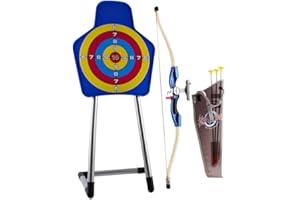 deAO Ensemble de tir à l'arc pour Enfants avec Un Arc, des flèches, Un carquois et Un Support pour Cible Inclus - Grand Jeu de Jardin en Plein air