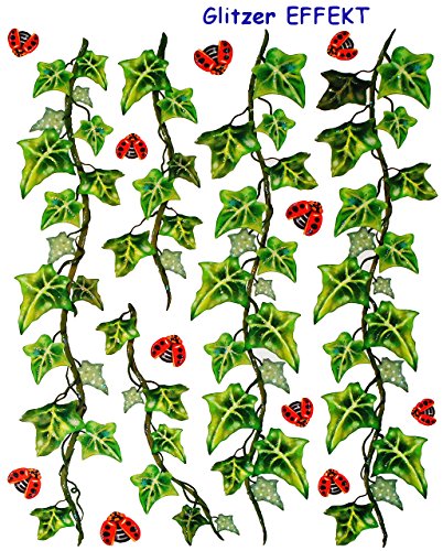 Set _ GLITZER Fensterbilder – “ Blumenranken & Tiere “ – statisch haftend – selbstklebend + wiederverwendbar / Fensterbild – z.B. für Fenster und Spiegel – Fensterdeko Fensterfolie Kinderzimmer Deko – Blume Blüten Frühling / Fensterdekoration – Sticker Fenstersticker Aufkleber - 6