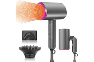 OSKUGLIN Haartrockner, Ionen Föhn, Fön1800W Haartrockner, Ionen Klappbar Haartrockner, Knopf warm/kalt,3 Temperatureinstellungen,2-Gang,Haartrockner Fön Ionen haartrockner Haartrockner mit Diffusor