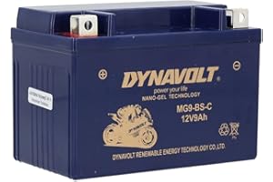 DYNAVOLT - NANO-GEL MG9-BS-C Motorradbatterie 12V 9Ah 260A. Ersetzt YTX9-BS. Maße: 150x86x105mm. Wartungsfreie Motorradbatterien mit Nano-Gel-Technologie. Ideal für Rennmotorräder
