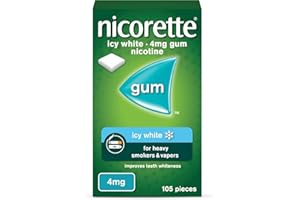 Nicorette Icy White 4mg Gum (105 Pieces), Discreet Stop Smoking and Stop Vaping Aid to Help you Quit For Good, Tackle Cravings and Withdrawal Symptoms, Nicotine Gum (Quit Smoking or Vaping)