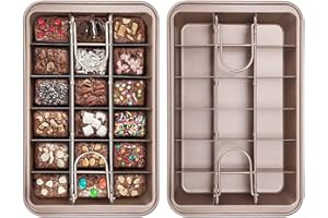 Hniuyun Brownie Pan With Dividers - Non-Stick 18 Pre-Slice Baking Tray, High Carbon Steel Bakeware for Oven, Size 12 X 8 X 2 Inches