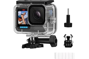 AUYKOO 60M/196FT Funda Impermeable para Gopro Hero 13 /Hero12 /Hero11 /Hero10 /Hero 9 Negro, Carcasa Protectora para Buceo Subacuático con Accesorios de Montaje para Go Pro Hero 13/12/11/10/9