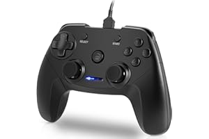CHEREEKI Controller PC, Cablata PC Gamepad Compatibile per Windows (7/8/8.1/10/11)/PS3/Steam con Plug And Play/Doppia Vibrazione/Trigger della Fodera (Nero)