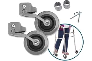 ORTOPRIME Kit x2 Roues Deambulateur 2 Roues pour Personnes gées - Roues arrières adaptables sur Déambulateurs 4 - Douilles Compatibles Tube de 30mm 25mm et 22mm - Frein à Charge Pression et Installation Facile