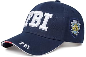 FHHYY Baseball cap hat cap New fbi letter embroidered baseball cap men women hip hop fashion cotton dad hats outdoor parasol hat adjustable sport caps，navy