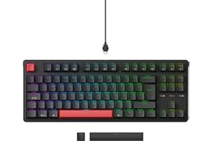 Keychron C3 Pro Custom Gaming Keyboard ISO UK Layout, Hot-Swappable QMK Programmable 87 Keys Compact TKL Wired Mechanical Keyboard, RGB Backlits Gasket Mount with Red Switches for Mac/Windows/Linux