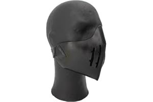 Epic Armoury Mempo Samurai Halbmaske aus Leder LARP Mittelalter Ritter Wikinger (Schwarz)