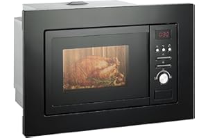 SMETA Einbau Mikrowelle mit Grill / 20 Liter Microwave / 5 Mikrowellen-Leistungsstufen / 800W Mikrowellenleistung / 1000W Grillstufe / 8 Auto-Menüs/Einbau Mikrowellengerät Schwarz