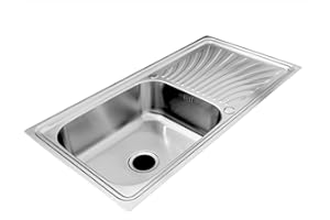 RUMO RELIABLE & MODERN RUMO Echo Stainless Steel Kitchen Sink 1.0 One Single Large Deep Bowl Reversible Sinks with Drainer 1000 x 500mm Inset Life Time Warranty Includes Wastes & Plumbing Kit