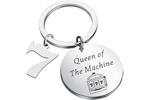 FUNYSO Slot Machine Inspired Keychain Queen of The Machine Gambling Jewelry Casino Lover Gifts Slot Machine Themed Gifts (Queen of The Machine UK)